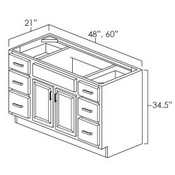 Designer Natural 60" x 21" Double Door Vanity Cabinets