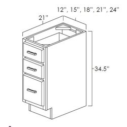 Designer Natural 12" x 21" Vanity Drawer Base Cabinets