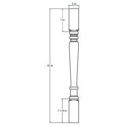 Designer Natural 3" x 42" Split Corner Decorative Leg