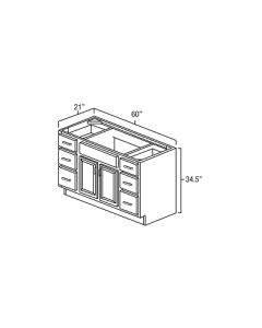 Aspen White - 60x21" - Double Door Vanity Cabinets