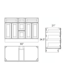 Aspen White - 60" - Double Sink Vanity Cabinets